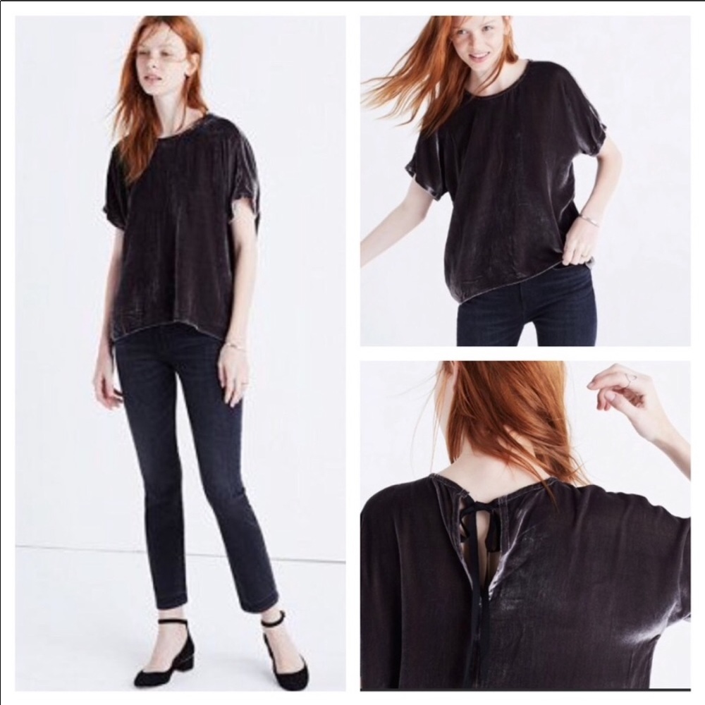 Madewell Velvet Bow Back Top